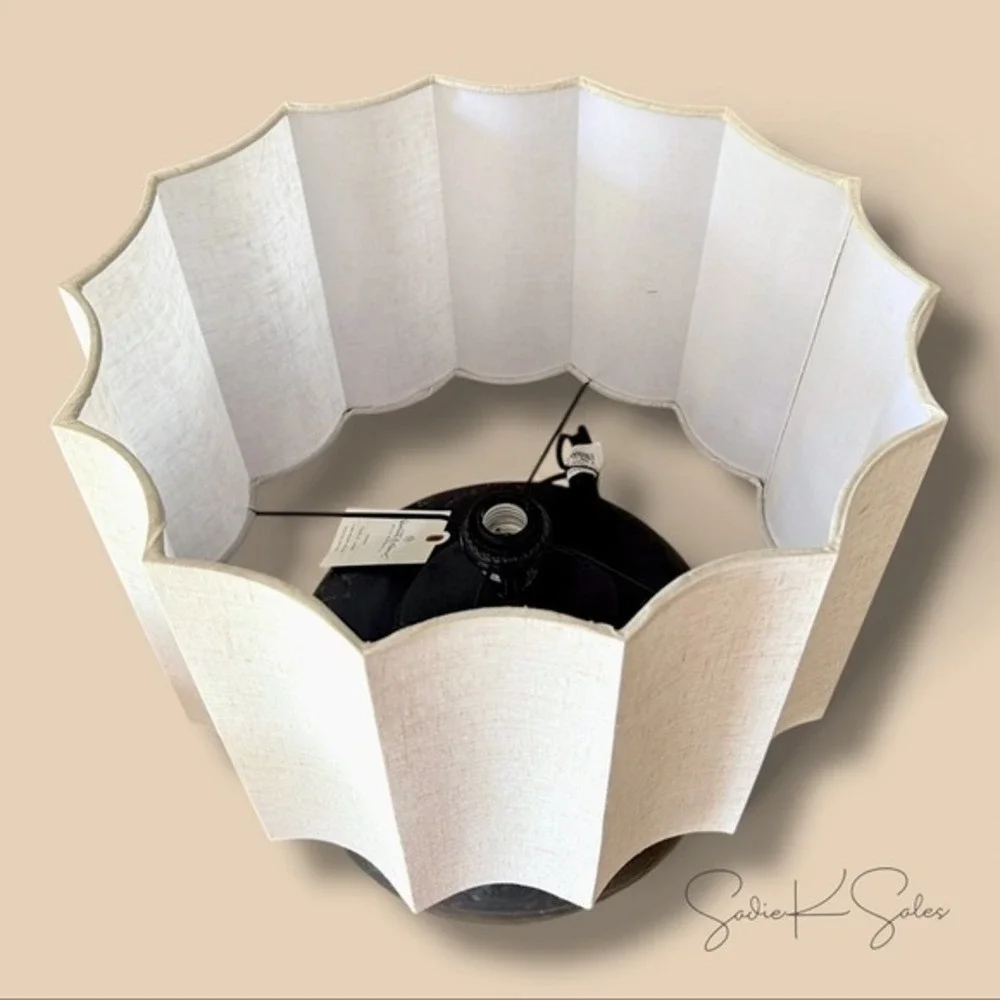 Oversized Ceramic Table Lamp Fluted Shade Black/White -‎ Hearth & Hand Magnolia